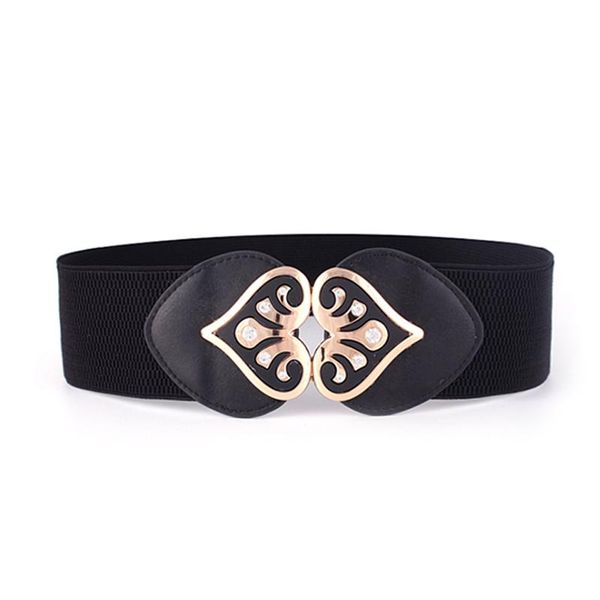 

designer belts women fashion elastic waistband ladies wide waist seal peach heart buckle elastic decorative belt, Black;brown