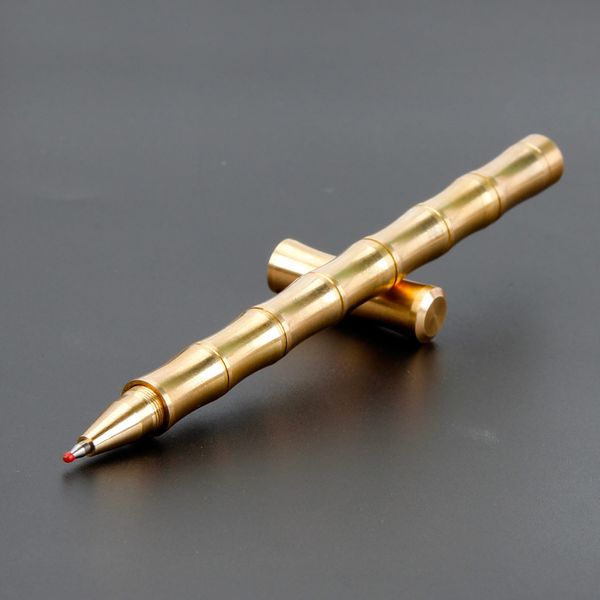 

bamboo brass pen customized handmade spot metal ballpoint pen office and school edc tool tactical defense pen