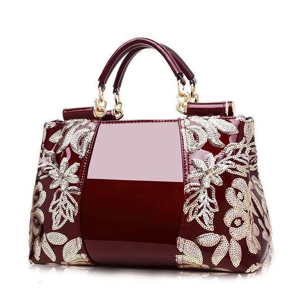 

hbp non-brand women's new embroidered bright leather handbag noble patent leather one shoulder bag 3 sport.0018 o3bo