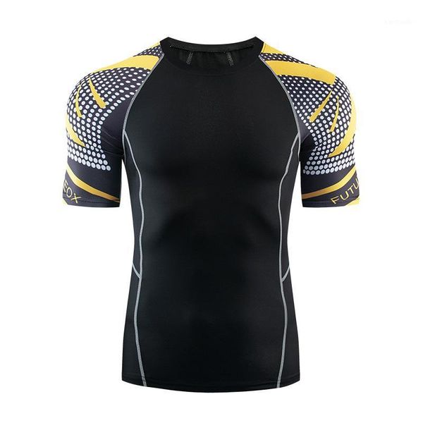 

running jerseys men's fitness short-sleeved breathable quick-drying tights sports t-shirt elastic wear-resistant clothes1, Black;blue