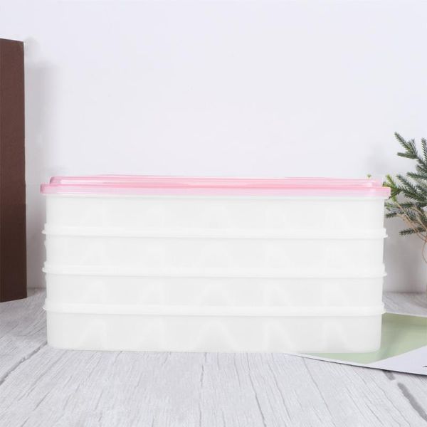 

storage bottles & jars refrigerator fresh-keeping plastic case four layers portable dumpling box container holder organizer (pink)1