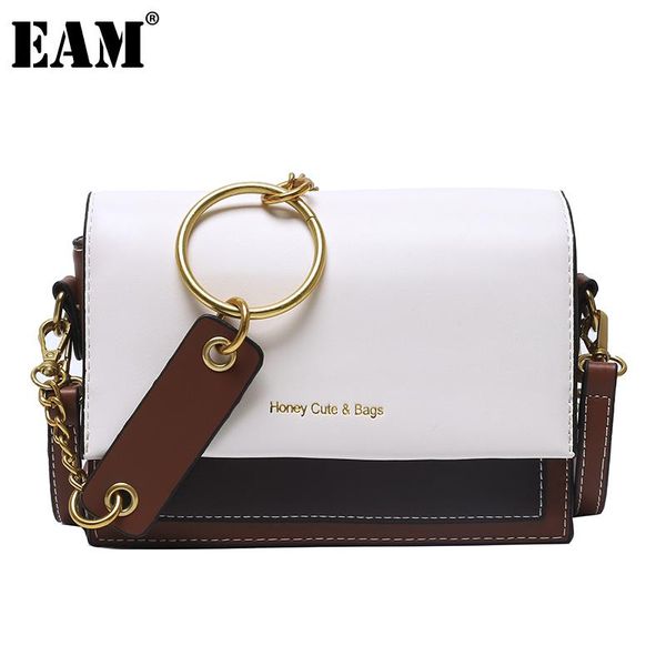 

cross body [eam] women round chain brief small pu leather flap personality all-match crossbody shoulder bag fashion tide 2021 18a1499