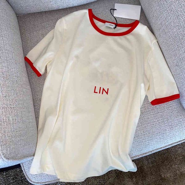 

wholesale custom 70% off [compound surname]22 summer new korean women's printed lettering tide color matching round neck short sleeve t, White