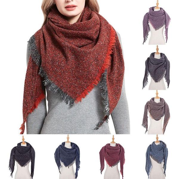 Doppelte Größe Quaste Schals Frauen Nachahmung Kaschmir Dreieck Schal Weiche Verdicken Hals Warm Einfarbig Schal Foulard Schal Winter