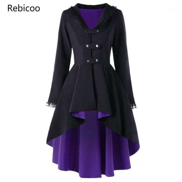 

new trench winter coat women back lace up high low womens outerwear coats fashion v-neck long ladies overcoat1, Tan;black