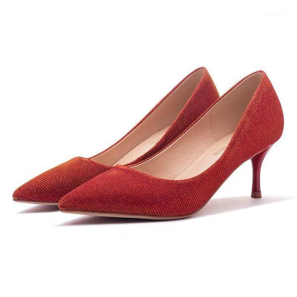 

2020 spring thin heels pumps shoes women pointed toe high heel work shoes vintage elegant shallow pumps for party wedding h00341, Black