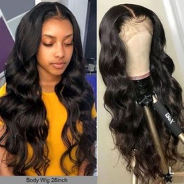 

yyong 30 32 inch 13x6 13x4 lace front human hair wigs for black women remy malaysian body wave 4x4 closure wig low ratio, Black;brown