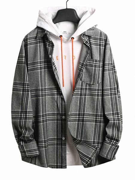 

men plaid print shirt without hoodie t3uh#, White;black