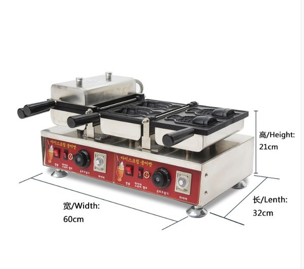 Kosten Elektrische 220 V-240 V/110 V Lebensmittelverarbeitungsgeräte Fischschwanz-Eiscreme-Taiyaki-Maschine im koreanischen Stil