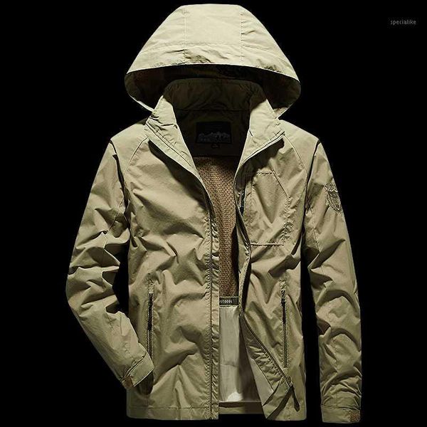 

plus size 4xl 5xl waterproof man jacket 2020 spring autumn hooded casual thin jackets khaki navy army bomber jackets1, Black;brown