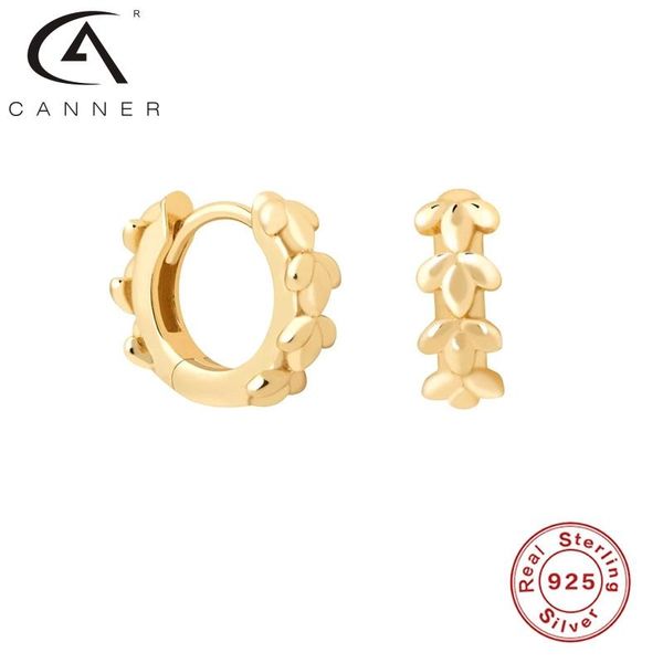 

canner earrings for women s925 sterling silver earrings hoops mini three leaf floret zircon korean fine jewelry pendientes, Golden;silver