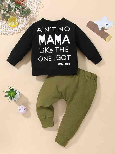 

baby slogan graphic pullover & pants she, White