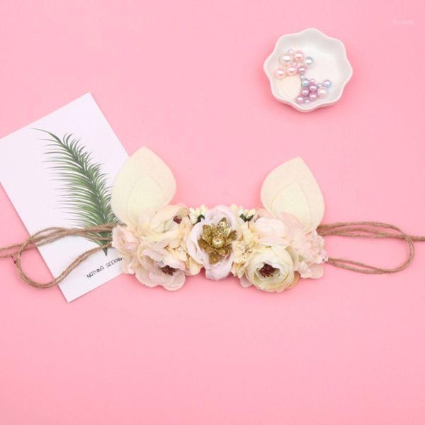 

baby hairband artificial flower cloth headband cute handmade easter ears hairband k1ma1, Slivery;white