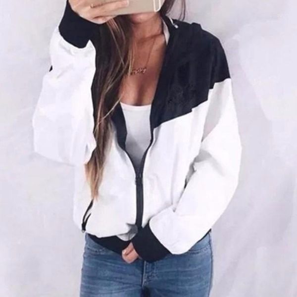 

autumn winter fashion women hooded windbreaker jacket coat zipper pockets long sleeve casual jackets outwear1, Black;brown