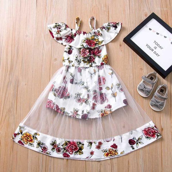 

2020 new kids dress for girls cotton summer dress flower girls clothes strapless princess girl vestidos1, Red;yellow
