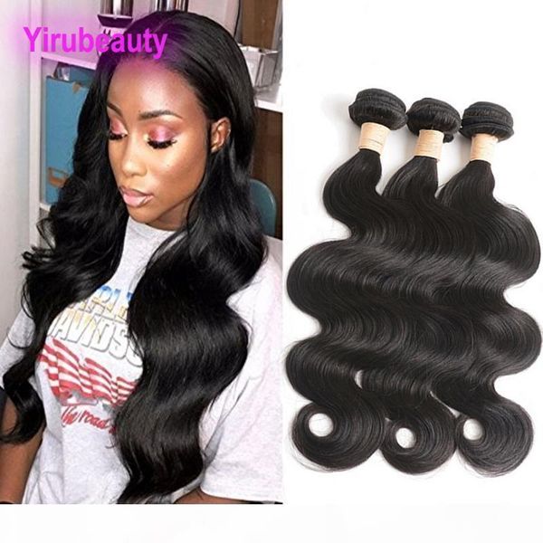 

brazilian human hair long inch 3 bundles body wave double hair wefts 30-40 inch virgin hair body wave, Black;brown