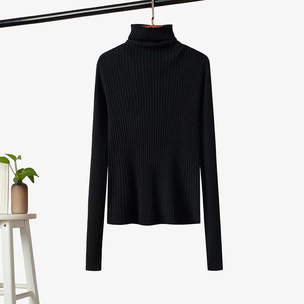 

2021 new autumn winter oversize basic thick sweater pullovers women female high-neck loose long sleeve knit jumpers gexi, White;black