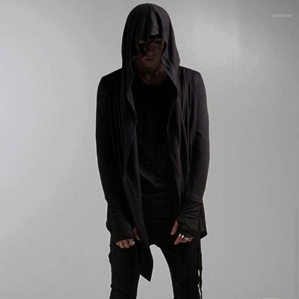 

autumn men punk rock hip hop trench coat thin hooded cloak gothic jacket cape men nightclub singer stage cardigan costume1, Tan;black