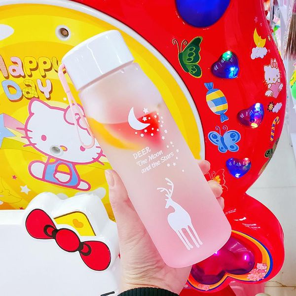 

560ml deer pattern cute water bottle for girl biking travel portable water bottles outdoor plastic kettle leak proof drink bottl wmtzut