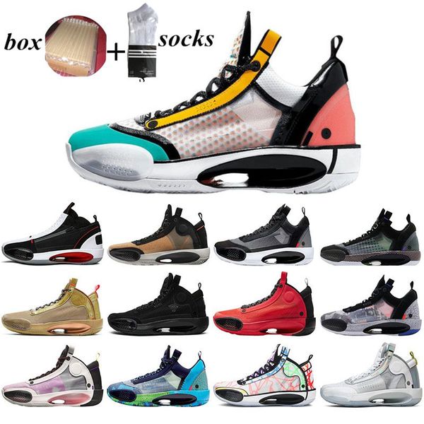 

with box jumpman 34s basketball shoes for men heritage infrared 23 halftone guo ailun blue void mens trainers sports sneakers runners 40-46