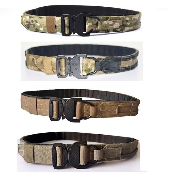 

waist support 3.8cm width tactical cs outdoor army fighter belt hunting shooter combat inner & outer multicam molle1, Black;gray