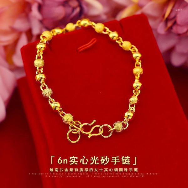 

fashion korean 18k gold beads bracelet for women simple yellow gold solid beads bracelets fine jewelry for girl's birthday gifts1, Golden;silver