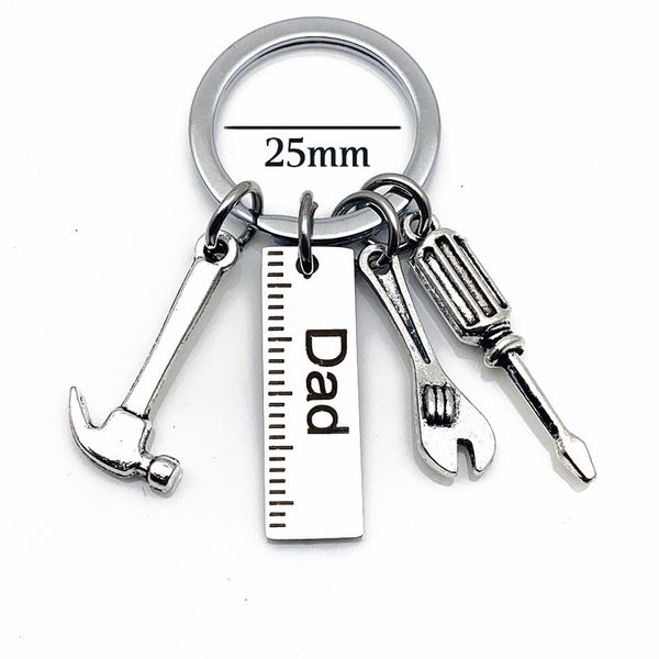 

hammer papa creative dad father grandpa key chain screwdriver wrench dad's tools father's day gift diy stainless steel k, Slivery;golden