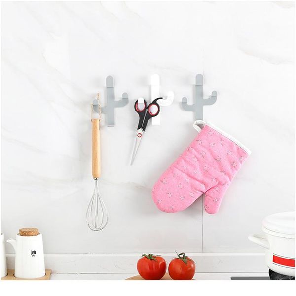 

1 pcs cactus shaped hooks key towel rack seamless adhesive hook clothes hook kitchen bathroom storage rack home de wmtbxj