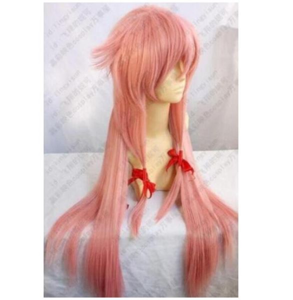 Peruca 32 polegada 80 cm rosa futuro diário mirai nikki gasai yuno cosplay peruca