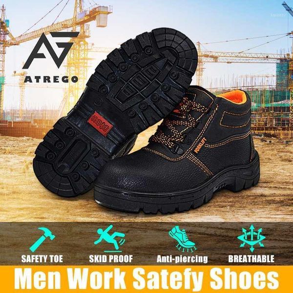 

boots atrego men's safety shoes steel toe working for men hiking sneaker proof puncture non-slip footwear1, Black