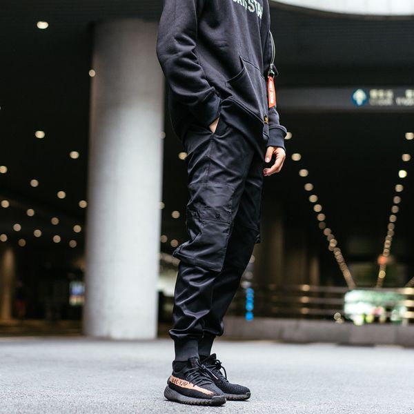 

iefb /male's trousers bottom pants men's function multi pocket cargo pants men autumn tide harlan casual pants 9y492 201203, Black