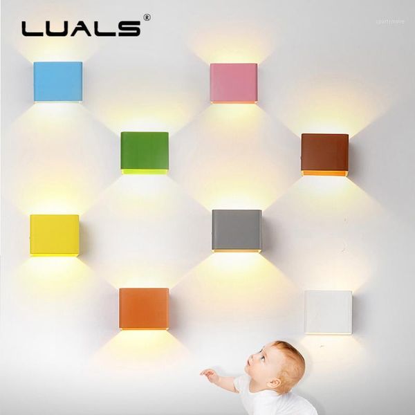 

modern led wall lights aluminum wall lamp multicolor simple light fashion mini square lamps indoor aisle deco lighting1