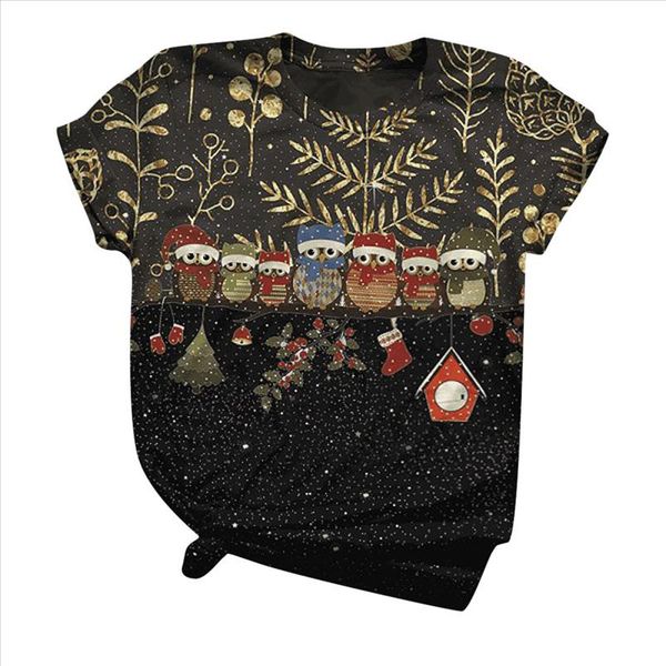 

plus size christmas t shirt for women short sleeve 3d christmas printed o neck tee t shirt clothes ropa, White