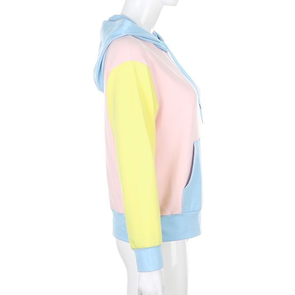 

streetwear panelled oversize hoodie autumn fashion long sleeve pullovers harajuku macaron sweatshirts for women winter clothes 201203, Black