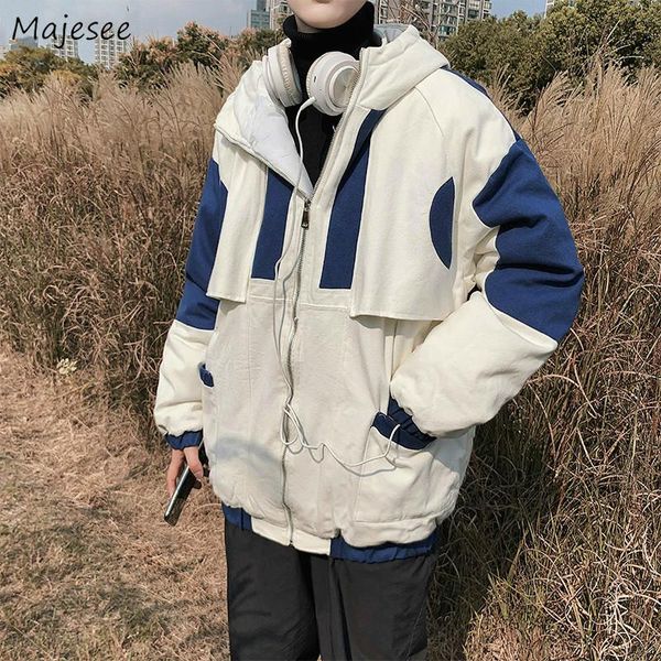 

parkas men patchwork cargo сгущает зимние пальто мужская одежда свободный досуг с капюшоном мода harajuku streetwear kpop new, Black
