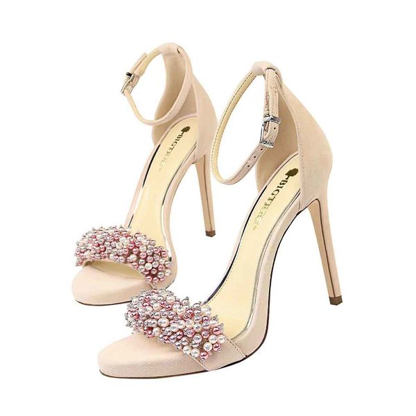 

2020 summer fashion bombs pearl wedding party sandals high heels woman mujer women's shoes wwvp, Black