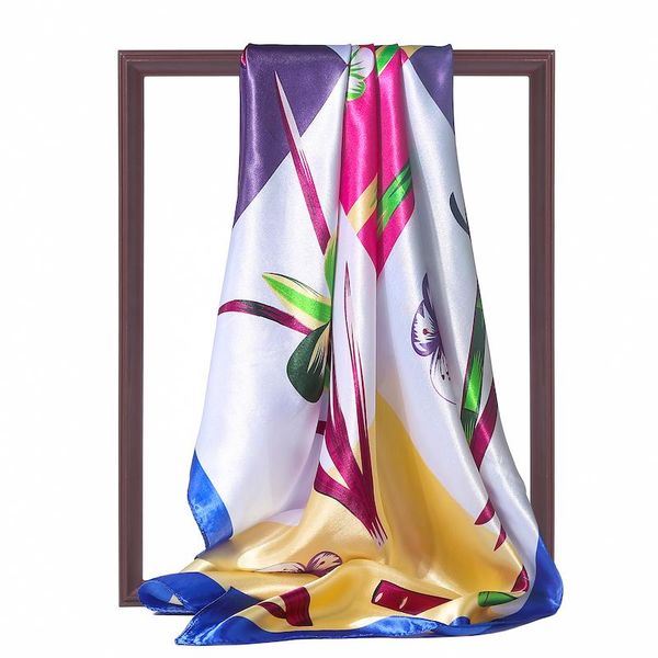 

9090 см квадратные женщины шарф шелк hijab follard office шарфы шарфы принт шали леди орены summere beach pashmina bandana jllbtd, Blue;gray