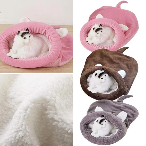 

soft warm sleeping dog bed pets winter fleece cat sleeping bag bed for puppy small dogs pets cat mat kennel house lk