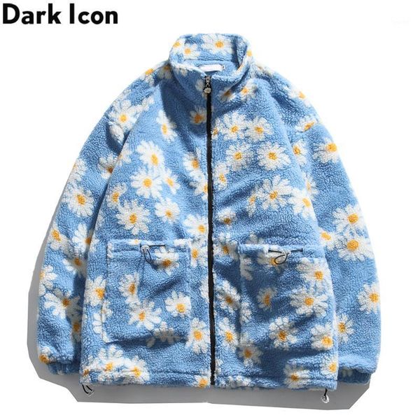 

dark letters embroidery daisy coats men big pockets thick men's parkas 2020 winter padded coat for man1, Black