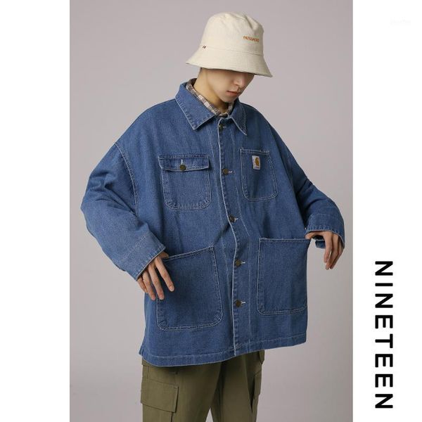 

blue pocket jacket men casual slim vintage jean jacket harajuku chaquetas para hombre mens jackets and coats cc50jk1, Black;brown