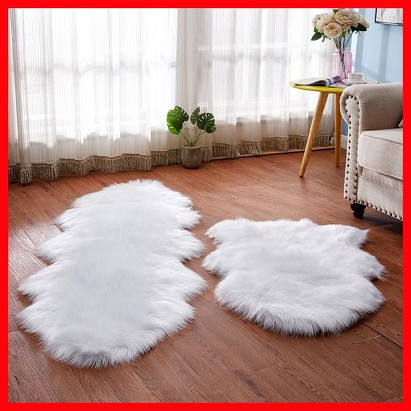 

sholisa faux fur floor rug sheepskin carpert for bedroom 6cm pile for living room home deco1, Black