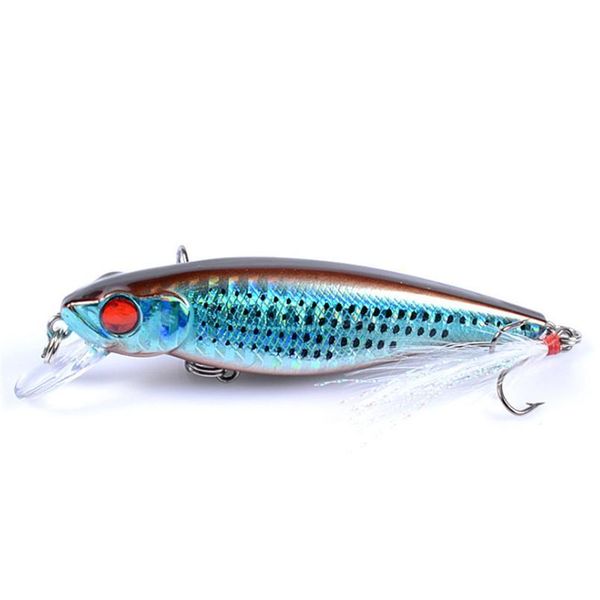 

1pcs floating minnow fishing lure 8.6cm/9.1g hard plastic artificial bait with feather pesca jig wobblers crankbait c qyljtp