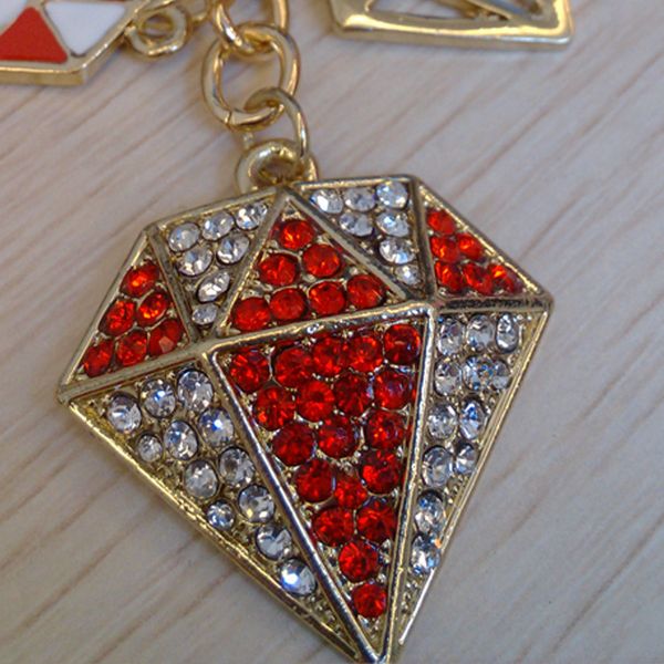 

inlaid diamond zinc alloy geometric key chain oil, Silver