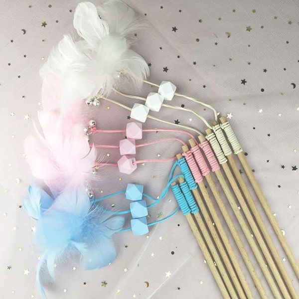 

pet cat teaser toys feather wand cat catcher teaser stick cat interactive toys with mini bell for cats kitten pet qylzyz