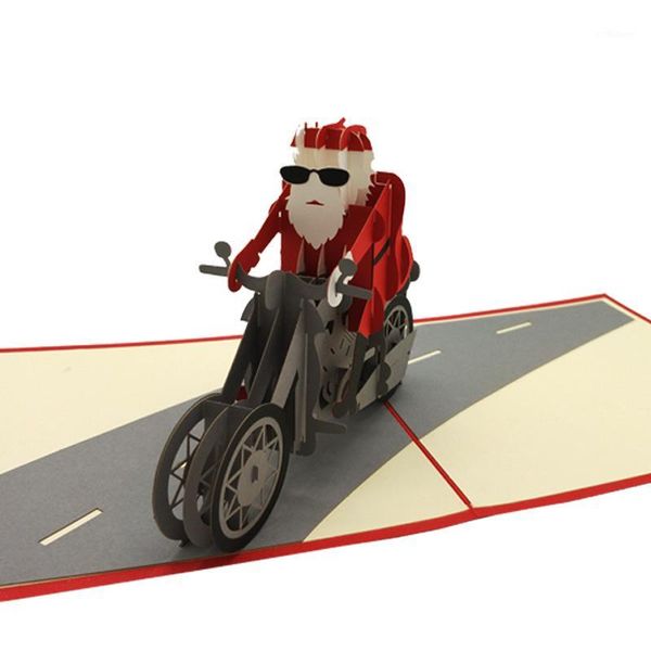 

so coolcreative santa claus riding motorcycle merry christmas new year carving greeting 3d paper cards xmas decoration 20201