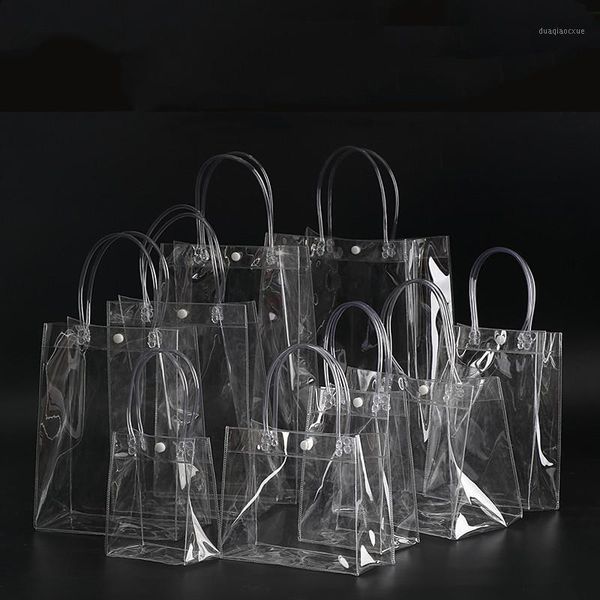 

gift wrap 10pcs clear display bags small, transparent plastic bag mini pvc handle cosmetic pack1
