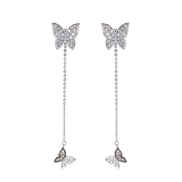 

stud arrival sparkling cubic zirconia cz zircon crystal butterfly earrings for women hollow elegant, Golden;silver