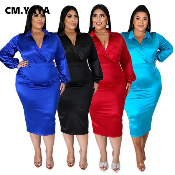 

women's tracksuits cm.yaya plus size l-5xl two 2 piece set for women party blouses bodycon midi skirts matching outfit, Gray