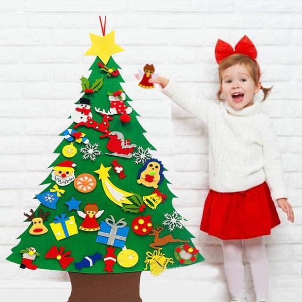 

stereoscopic christmas tree large nonwoven creative diy felt new year gifts kids toys artificial tree wall hanging ornaments1