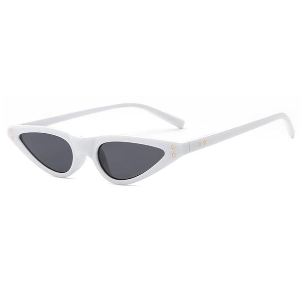 

offray brand small triangle sunglasses retro cat eye women black red frame 3272 uv400 skinny narrow shades protection eyewear, White;black